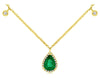 .80CT DIAMOND & AAA EMERALD 14KT YELLOW GOLD 3D PEAR SHAPE & ROUND LOVE NECKLACE