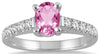 1.23CT DIAMOND & AAA PINK TOPAZ 14KT WHITE GOLD CLASSIC OVAL & ROUND LUCIDA RING