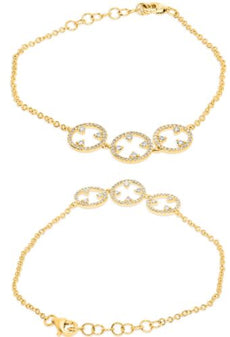 .35CT DIAMOND 14KT YELLOW GOLD ROUND PAST PRESENT FUTURE CIRCLE OF LIFE BRACELET