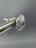 ESTATE .55CT DIAMOND & AAA SAPPHIRE 18K WHITE GOLD FLOWER FILIGREE STUD EARRINGS