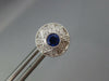 ESTATE .55CT DIAMOND & AAA SAPPHIRE 18K WHITE GOLD FLOWER FILIGREE STUD EARRINGS