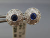 ESTATE .55CT DIAMOND & AAA SAPPHIRE 18K WHITE GOLD FLOWER FILIGREE STUD EARRINGS