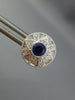 ESTATE .55CT DIAMOND & AAA SAPPHIRE 18K WHITE GOLD FLOWER FILIGREE STUD EARRINGS