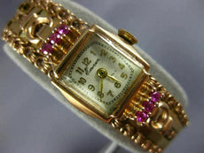 ANTIQUE LARGE EMERSON 1.0CT AAA RUBY 18KT ROSE GOLD 3D SQUARE WATCH BRACELET