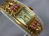 ANTIQUE LARGE EMERSON 1.0CT AAA RUBY 18KT ROSE GOLD 3D SQUARE WATCH BRACELET