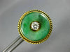 ANTIQUE LARGE .60CT OLD MINE DIAMOND & AAA JADE 14KT YELLOW GOLD BUTTON EARRINGS