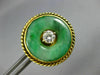 ANTIQUE LARGE .60CT OLD MINE DIAMOND & AAA JADE 14KT YELLOW GOLD BUTTON EARRINGS
