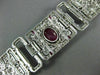 ANTIQUE WIDE 13.40CT DIAMOND AAA RUBY PLATINUM 3D ART DECO MULTI HEART BRACELET