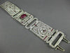 ANTIQUE WIDE 13.40CT DIAMOND AAA RUBY PLATINUM 3D ART DECO MULTI HEART BRACELET
