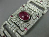 ANTIQUE WIDE 13.40CT DIAMOND AAA RUBY PLATINUM 3D ART DECO MULTI HEART BRACELET