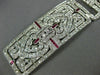 ANTIQUE WIDE 13.40CT DIAMOND AAA RUBY PLATINUM 3D ART DECO MULTI HEART BRACELET