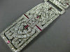 ANTIQUE WIDE 13.40CT DIAMOND AAA RUBY PLATINUM 3D ART DECO MULTI HEART BRACELET