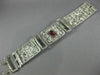 ANTIQUE WIDE 13.40CT DIAMOND AAA RUBY PLATINUM 3D ART DECO MULTI HEART BRACELET