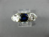 ANTIQUE LARGE 3.72CT DIAMOND & SAPPHIRE PLATINUM 3D 3 STONE OVAL ENGAGEMENT RING