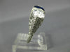 ANTIQUE LARGE 3.72CT DIAMOND & SAPPHIRE PLATINUM 3D 3 STONE OVAL ENGAGEMENT RING