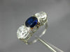 ANTIQUE LARGE 3.72CT DIAMOND & SAPPHIRE PLATINUM 3D 3 STONE OVAL ENGAGEMENT RING