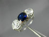 ANTIQUE LARGE 3.72CT DIAMOND & SAPPHIRE PLATINUM 3D 3 STONE OVAL ENGAGEMENT RING