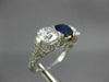 ANTIQUE LARGE 3.72CT DIAMOND & SAPPHIRE PLATINUM 3D 3 STONE OVAL ENGAGEMENT RING