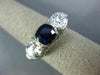 ANTIQUE LARGE 3.72CT DIAMOND & SAPPHIRE PLATINUM 3D 3 STONE OVAL ENGAGEMENT RING