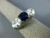 ANTIQUE LARGE 3.72CT DIAMOND & SAPPHIRE PLATINUM 3D 3 STONE OVAL ENGAGEMENT RING