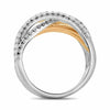 ESTATE LARGE 1.22CT DIAMOND 14KT WHITE & ROSE GOLD 3D MULTI ROW CRISS CROSS RING
