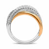 ESTATE LARGE 1.22CT DIAMOND 14KT WHITE & ROSE GOLD 3D MULTI ROW CRISS CROSS RING