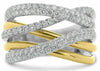 ESTATE LARGE 1.22CT DIAMOND 14KT 2 TONE GOLD 3D MULTI ROW CRISS CROSS PAVE RING