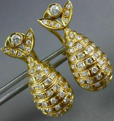 ESTATE LARGE 1.26CT DIAMOND 18KT YELLOW GOLD 3D LUCKY FISH HANGING EARRINGS