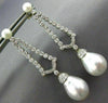 ESTATE 1.36CT DIAMOND & AAA SOUTH SEA PEARL 14K WHITE GOLD DROP HANGING EARRINGS