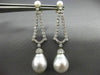 ESTATE 1.36CT DIAMOND & AAA SOUTH SEA PEARL 14K WHITE GOLD DROP HANGING EARRINGS
