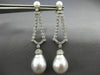 ESTATE 1.36CT DIAMOND & AAA SOUTH SEA PEARL 14K WHITE GOLD DROP HANGING EARRINGS