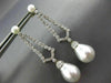 ESTATE 1.36CT DIAMOND & AAA SOUTH SEA PEARL 14K WHITE GOLD DROP HANGING EARRINGS