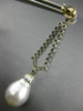 ESTATE 1.36CT DIAMOND & AAA SOUTH SEA PEARL 14K WHITE GOLD DROP HANGING EARRINGS