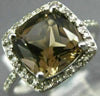 ESTATE 2.30CT DIAMOND & AAA SMOKY TOPAZ 14K WHITE GOLD 3D CUSHION HALO FUN RING