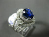 ESTATE LARGE 4.07CT DIAMOND & AAA SAPPHIRE 18KT WHITE GOLD 3D ENGAGEMENT RING