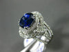 ESTATE LARGE 4.07CT DIAMOND & AAA SAPPHIRE 18KT WHITE GOLD 3D ENGAGEMENT RING