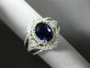 ESTATE LARGE 4.07CT DIAMOND & AAA SAPPHIRE 18KT WHITE GOLD 3D ENGAGEMENT RING