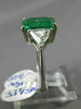 ESTATE LARGE 4.15CT DIAMOND & AAA EMERALD 14K WHITE GOLD 3 STONE ENGAGEMENT RING