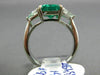 ESTATE LARGE 4.15CT DIAMOND & AAA EMERALD 14K WHITE GOLD 3 STONE ENGAGEMENT RING