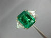 ESTATE LARGE 4.15CT DIAMOND & AAA EMERALD 14K WHITE GOLD 3 STONE ENGAGEMENT RING