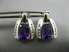 ESTATE 2.80CT DIAMOND & AAA AMETHYST 14KT WHITE GOLD TRIANGULAR HANGING EARRINGS