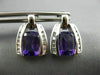 ESTATE 2.80CT DIAMOND & AAA AMETHYST 14KT WHITE GOLD TRIANGULAR HANGING EARRINGS
