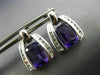 ESTATE 2.80CT DIAMOND & AAA AMETHYST 14KT WHITE GOLD TRIANGULAR HANGING EARRINGS