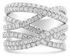ESTATE LARGE 1.70CT DIAMOND 14K WHITE GOLD 3D CLASSIC MULTI ROW ANNIVERSARY RING