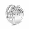ESTATE LARGE 1.70CT DIAMOND 14K WHITE GOLD 3D CLASSIC MULTI ROW ANNIVERSARY RING