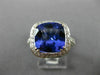 ESTATE LARGE 6.43CT DIAMOND & AAA TANZANITE 18KT WHITE 3D HALO ENGAGEMENT RING