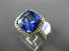 ESTATE LARGE 6.43CT DIAMOND & AAA TANZANITE 18KT WHITE 3D HALO ENGAGEMENT RING