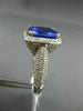 ESTATE LARGE 6.43CT DIAMOND & AAA TANZANITE 18KT WHITE 3D HALO ENGAGEMENT RING
