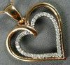 ESTATE .10CT DIAMOND 14K ROSE GOLD 3D CLASSIC DOUBLE HEART FLOATING LOVE PENDANT