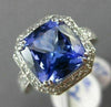 ESTATE LARGE 5.52CT DIAMOND & AAA TANZANITE PLATINUM GOLD HALO ENGAGEMENT RING